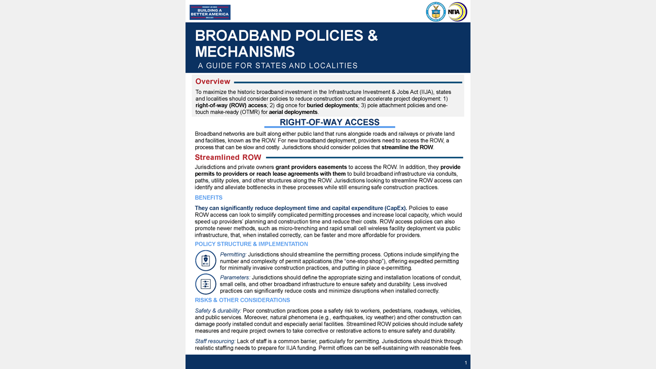 Broadband Policies & Mechanisms