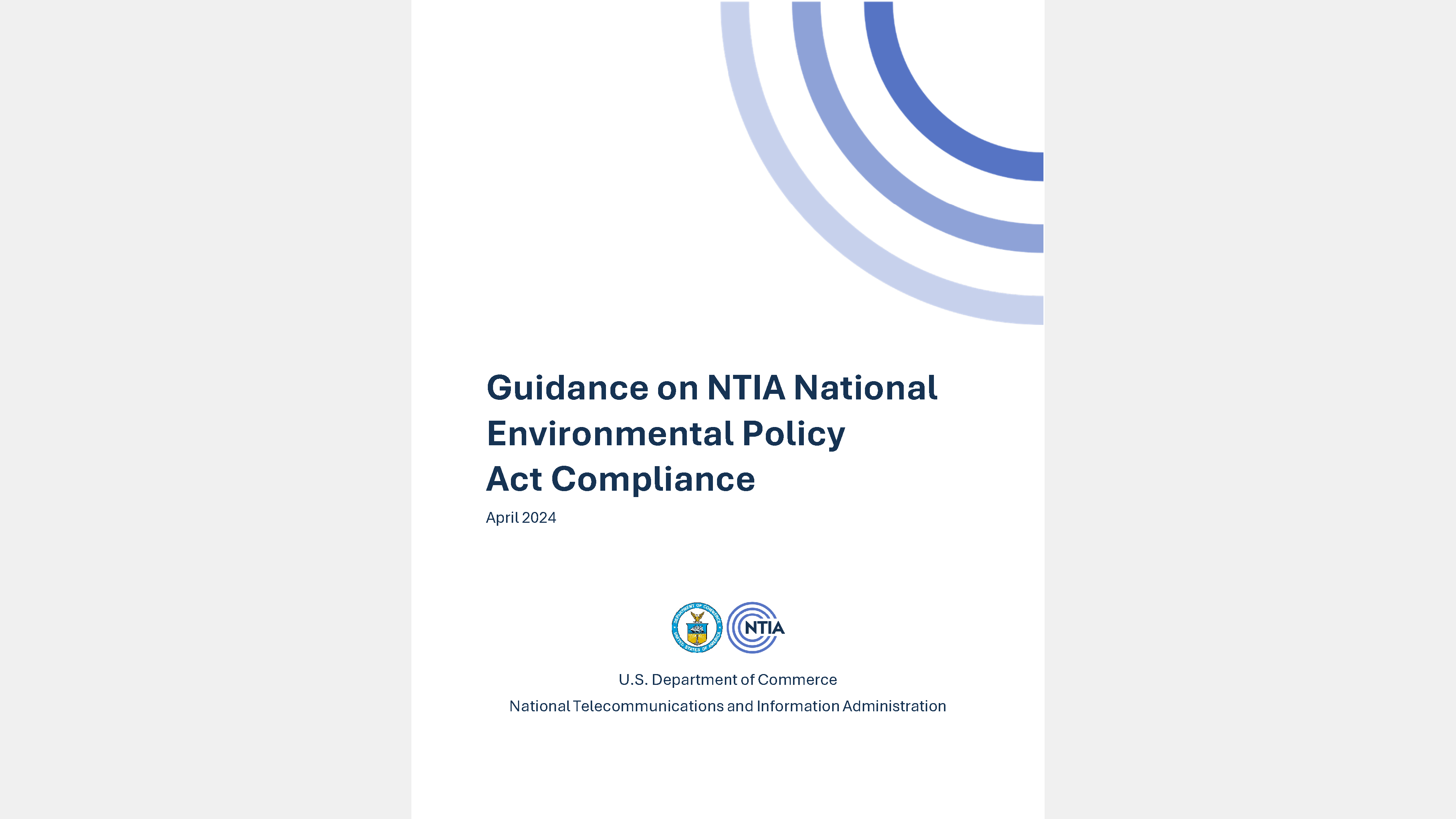 Cover page of NTIA NEPA Compliance Guidance document.