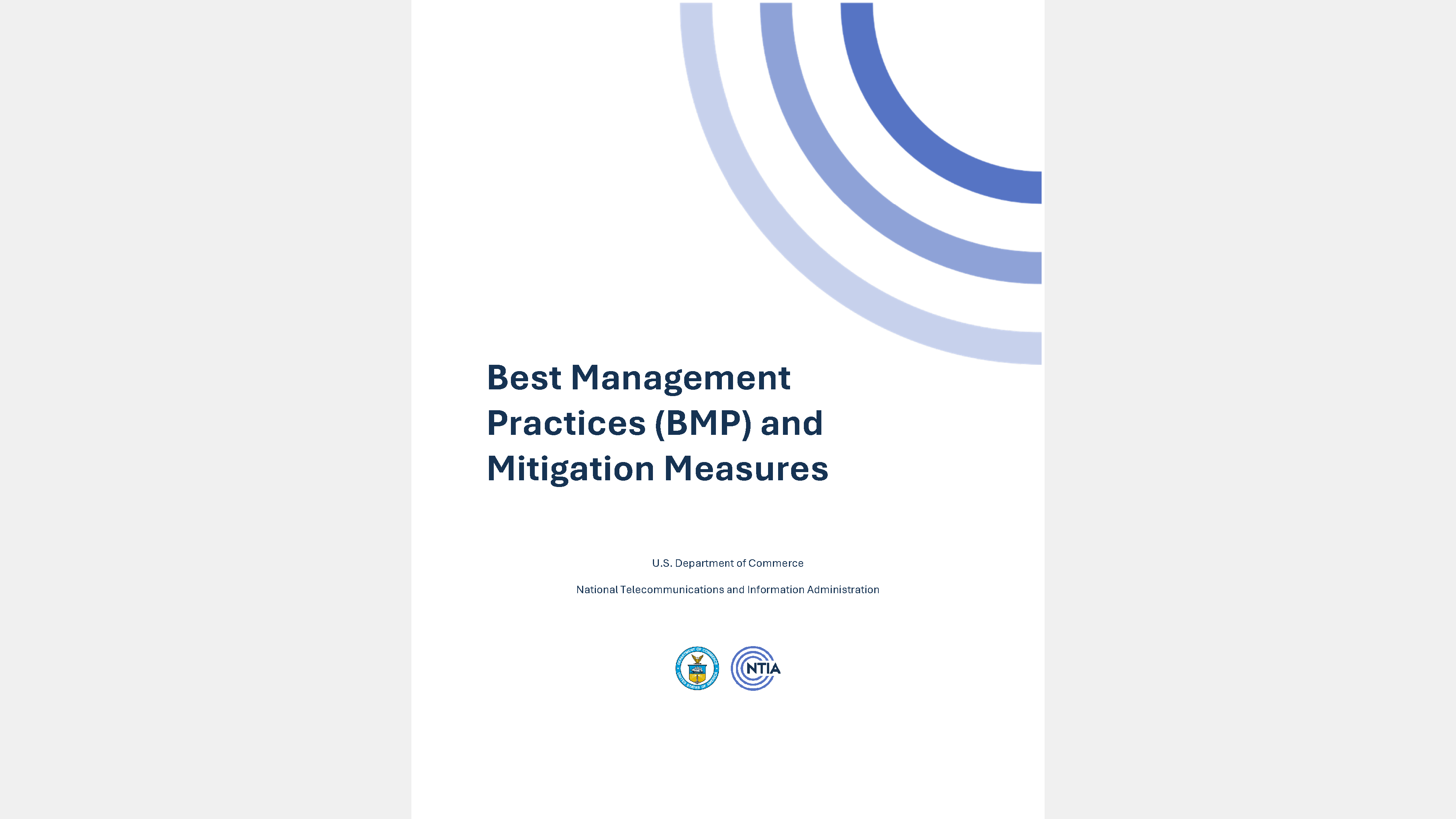 Cover page of Best Management Practices and Mitigation Measures document.