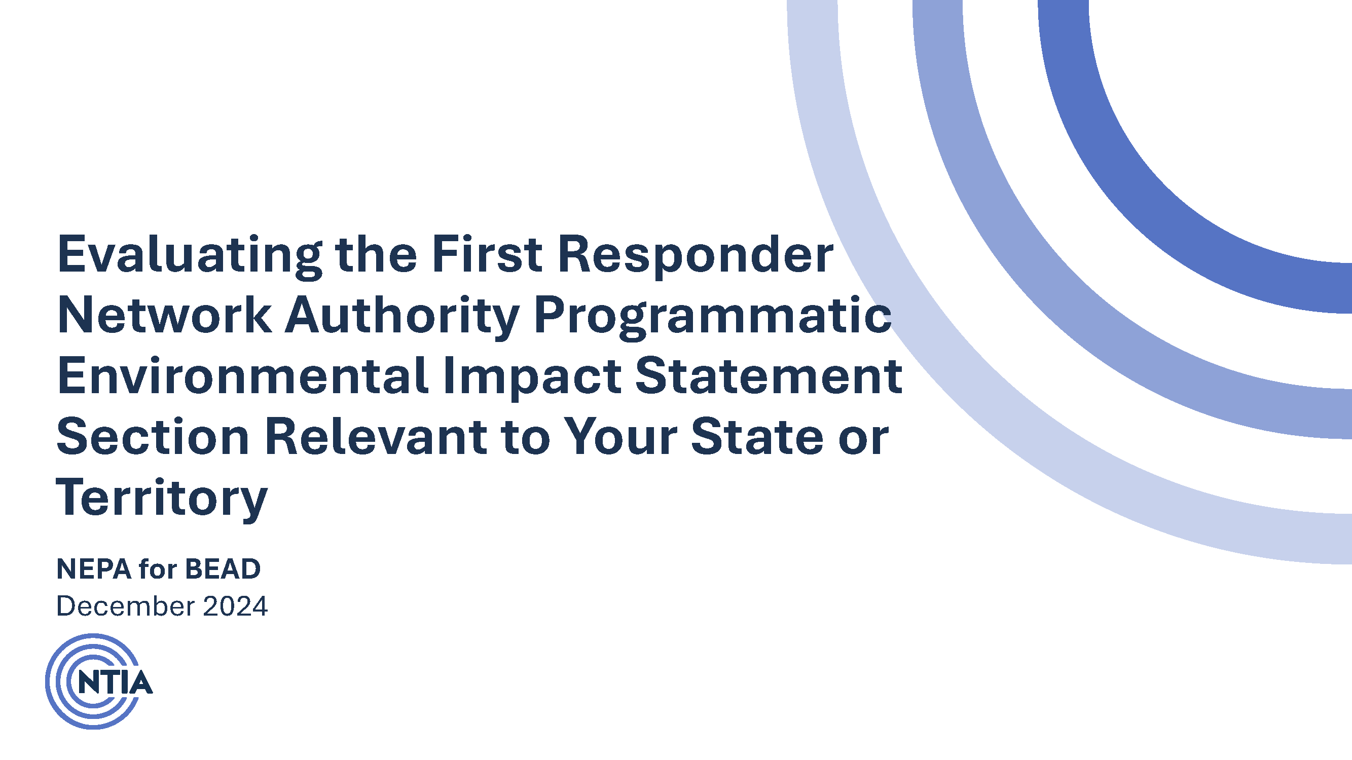 Cover page of Evaluating FirstNet PEIS Statement Sections document.