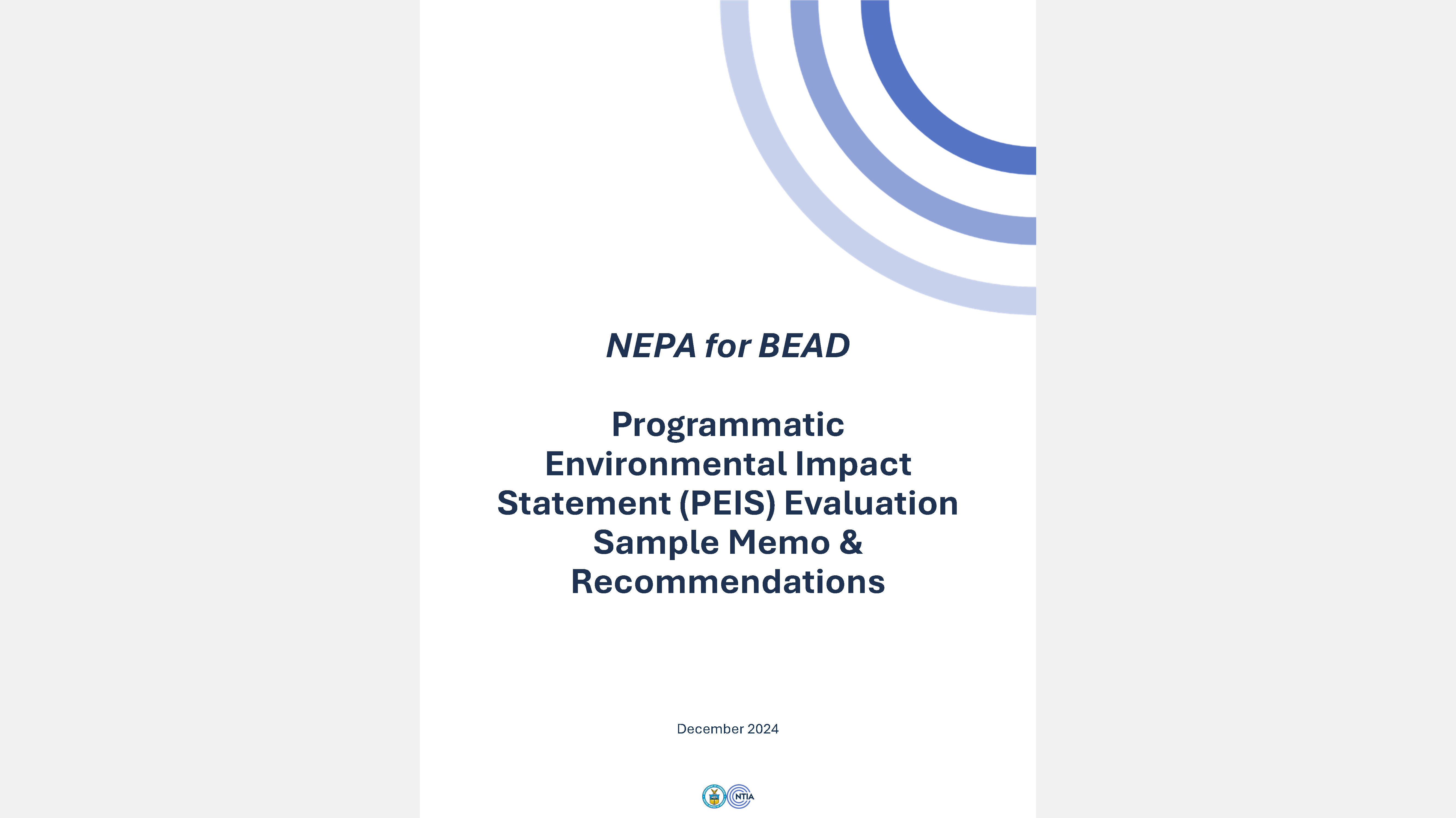 Cover page of NEPA for BEAD Programmatic EIS Evaluation Memo document.