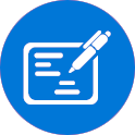 Document with pencil icon inside a blue circle.