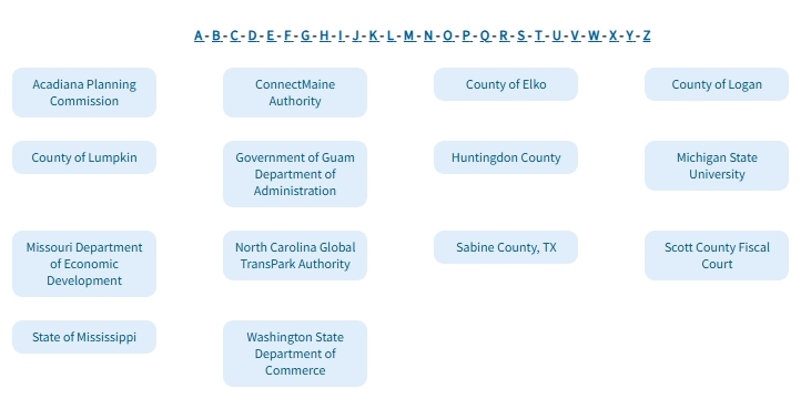 Blue Square Boxes with Names of Award Recipients