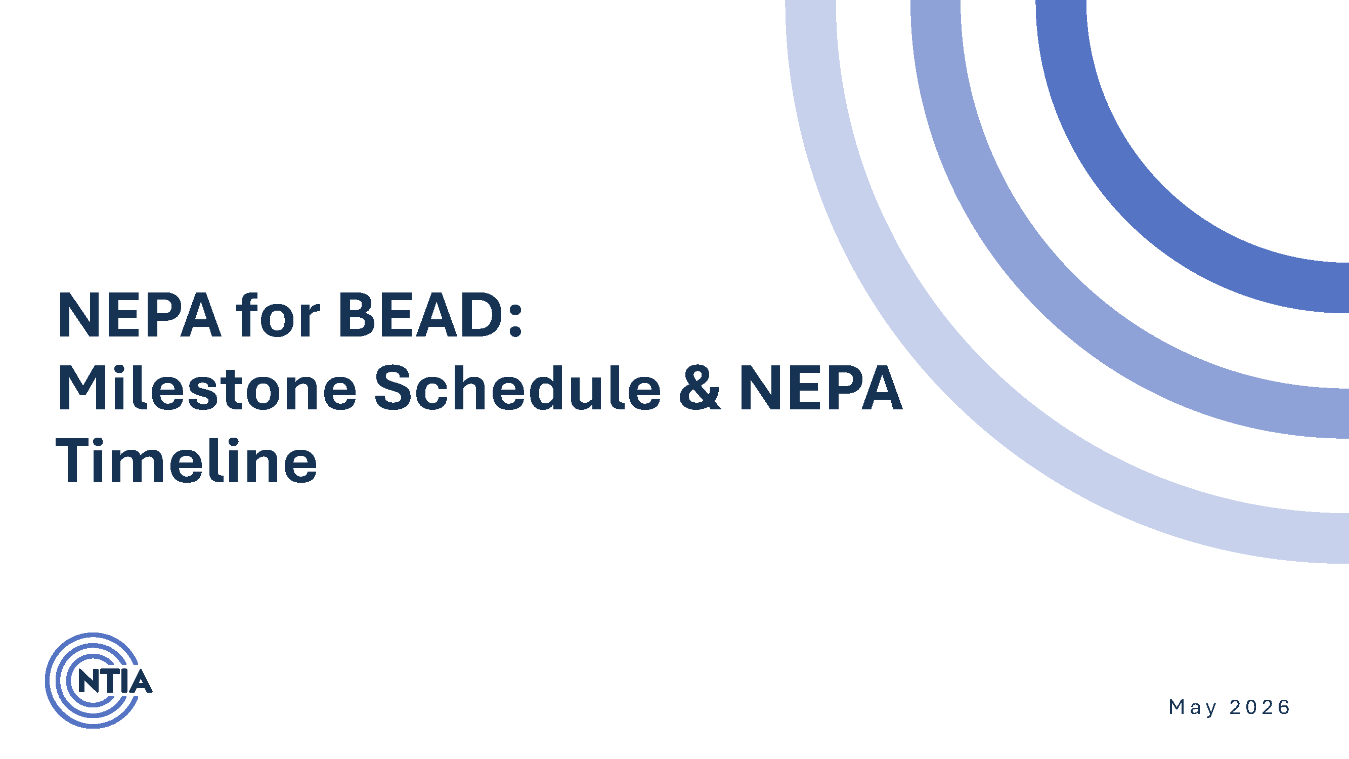 Cover page of NEPA for BEAD Milestone Schedule and NEPA Timeline document.